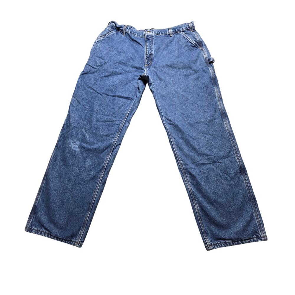 Carhartt Flannel-Lined Jeans Mens 42x32 Blue‎ Denim Loose Fit Straight Leg B236